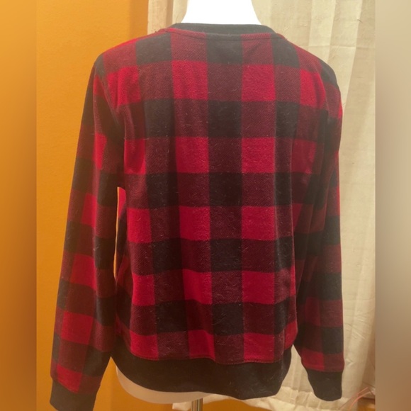 Eddie Bauer | Women’s Check Buffalo Plaid Red  Black Sweater Top Size Medium - Picture 6 of 8